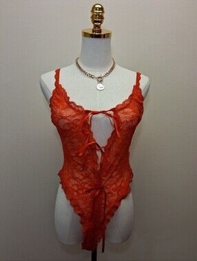 Edikted Orange Lace Bodysuit NWT Size Medium
